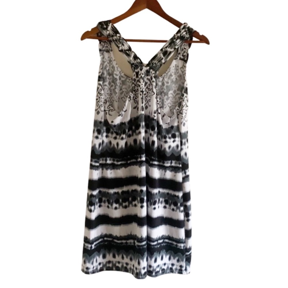 Dotti Black White Tie Dye Ethic Pattern Racerback Dress Coverup Size Med - Picture 8 of 15